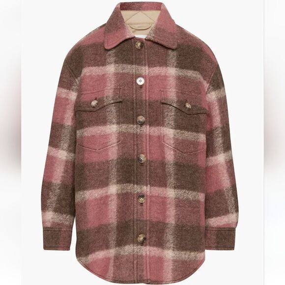 Wilfred Free the ganna shirt jacket Pink & Brown Plaid Rosie CNDR Size L
